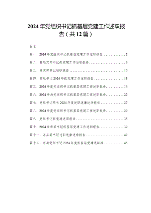 2024年党组织书记抓基层党建工作述职报告（共12篇）.docx