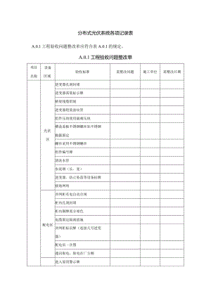分布式光伏系统各项记录表.docx