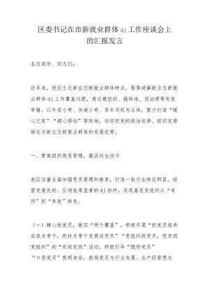 区委书记在市新就业群体dj工作座谈会上的汇报发言.docx