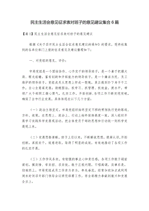 民主生活会意见征求表对班子的意见建议集合6篇_1.docx