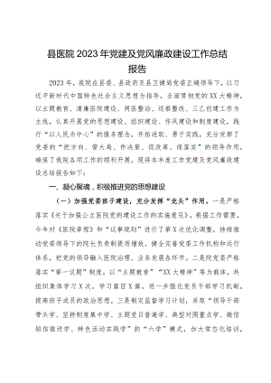 县医院2023年党建及党风廉政建设工作总结报告.docx