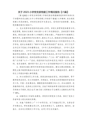 关于2023小学党支部党建工作情况报告【六篇】.docx