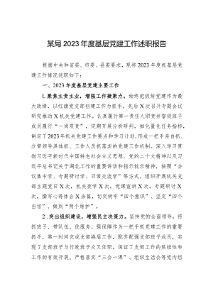 某局2023年度基层党建工作述职报告.docx