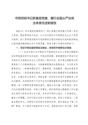 市局党组书记2023-2024年度抓基层党建、履行全面从严治党主体责任述职报告.docx