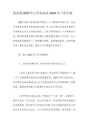 党支部2023年工作总结及2024年工作计划.docx