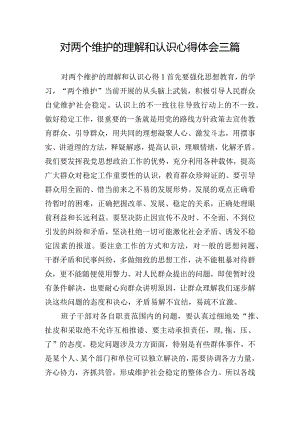 对两个维护的理解和认识心得体会三篇.docx