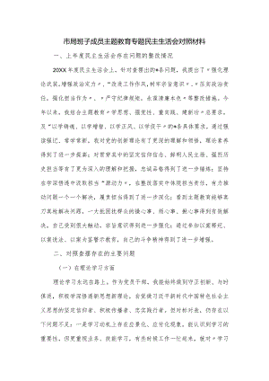市局班子成员主题教育专题民主生活会对照材料.docx