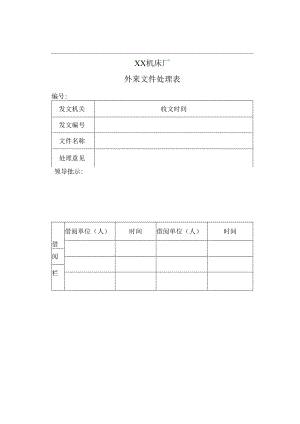 XX机床厂外来文件处理表（2023年）.docx