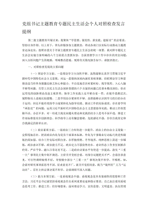 党组书记主题教育专题民主生活会个人对照检查发言提纲.docx