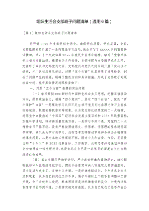 组织生活会支部班子问题清单(通用6篇).docx