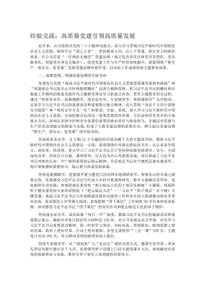 经验交流：高质量党建引领高质量发展.docx