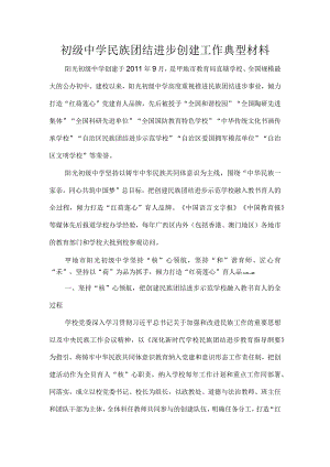 初级中学民族团结进步创建工作典型材料.docx