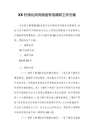 XX村深化共同缔造专项调研工作方案.docx
