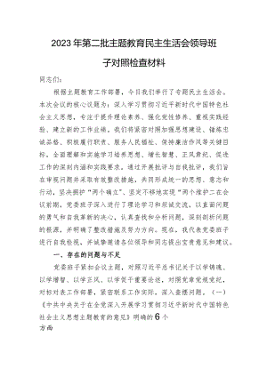2023年第二批主题教育民主生活会领导班子对照检查材料.docx