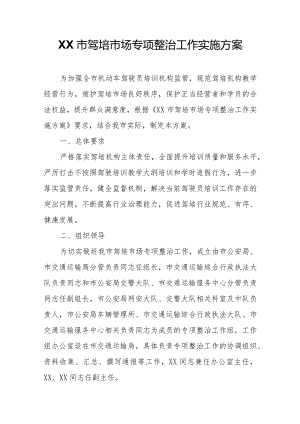 XX市驾培市场专项整治工作实施方案.docx