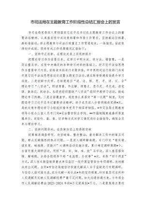 市司法局在主题教育工作阶段性总结汇报会上的发言.docx