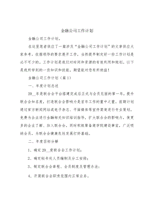 金融公司工作计划.docx