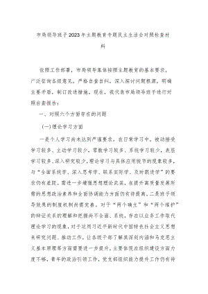 市局领导班子2023年主题教育专题民主生活会对照检查材料.docx