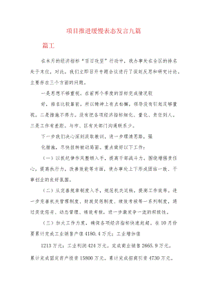 项目推进缓慢表态发言九篇.docx