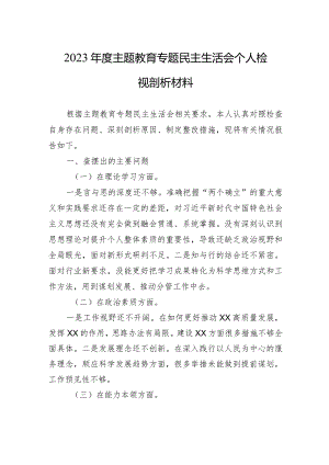 2023年度主题教育专题民主生活会个人检视剖析材料 3篇.docx