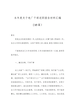 （13篇）本年度关于电厂干部述职报告材料汇编.docx
