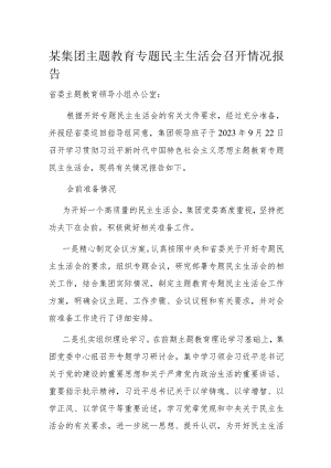 某集团主题教育专题民主生活会召开情况报告.docx