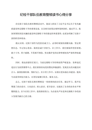 纪检干部队伍教育整顿读书心得分享.docx