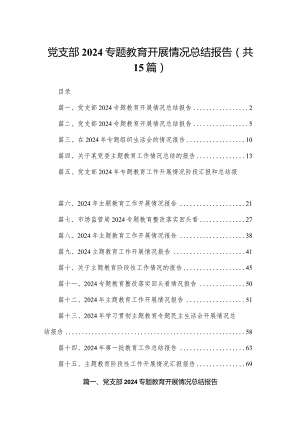 党支部专题教育开展情况总结报告（共15篇）.docx