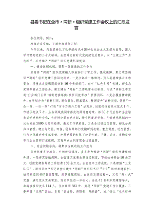 县委书记在全市“两新”组织党建工作会议上的汇报发言.docx