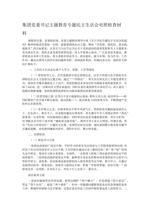 集团党委书记主题教育专题民主生活会对照检查材料.docx