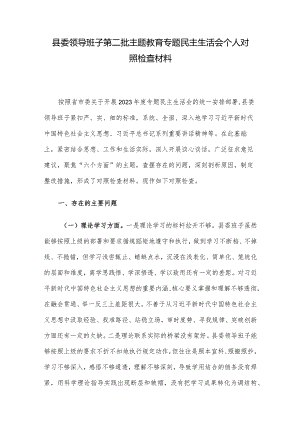 县委领导班子第二批主题教育专题民主生活会个人对照检查材料.docx
