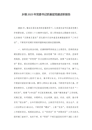 乡镇2023年党委书记抓基层党建述职报告.docx