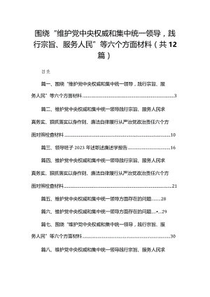 围绕“维护党中央权威和集中统一领导践行宗旨、服务人民”等六个方面材料12篇供参考.docx