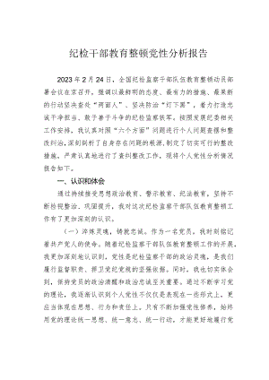 纪检干部教育整顿党性分析报告.docx