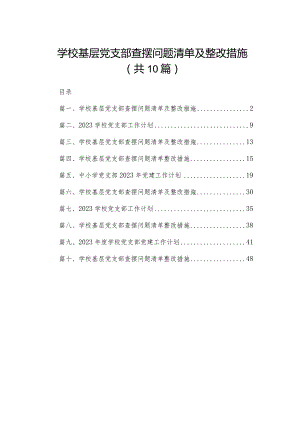 学校基层党支部查摆问题清单及整改措施范文精选(10篇).docx