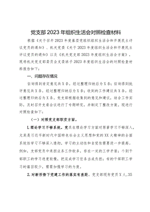 党支部2023年组织生活会对照检查材料.docx