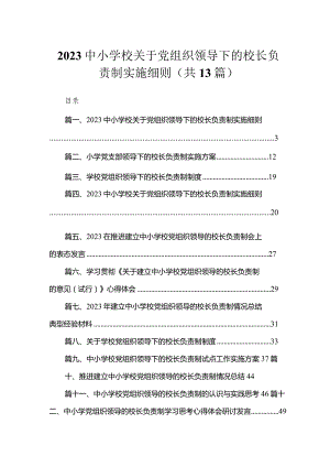 中小学校关于党组织领导下的校长负责制实施细则【13篇精选】供参考.docx