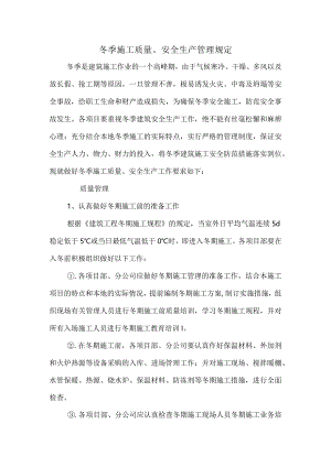 冬季施工质量、安全生产管理规定范文.docx