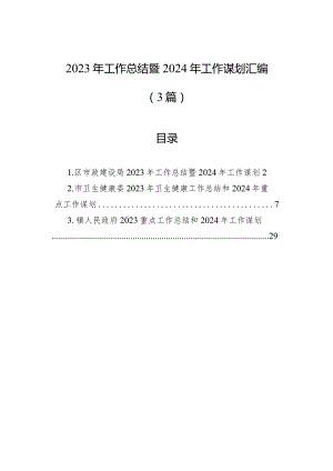 2023年工作总结暨2024年工作谋划汇编（3篇）.docx