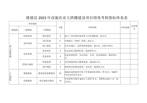 隆德县2023年设施农业大拱棚建设项目绩效考核指标体系表.docx