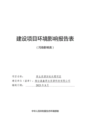 再生资源回收处理项目环评报告表.docx