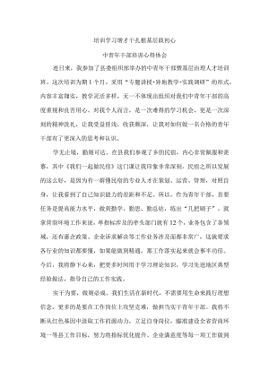 培训学习增才干 扎根基层践初心 中青年干部培训心得体会.docx