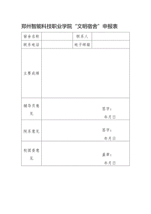 郑州智能科技职业学院“文明宿舍”申报表.docx