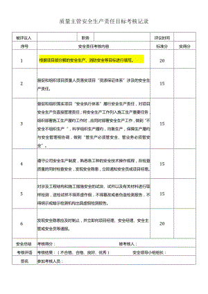 质量主管安全生产责任目标考核记录.docx