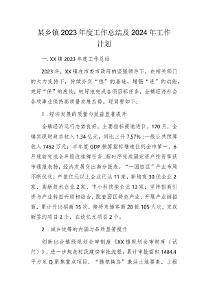 某乡镇2023年度工作总结及2024年工作计划.docx