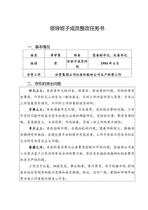 领导班子成员整改任务书.docx