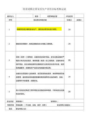 经营采购主管安全生产责任目标考核记录.docx