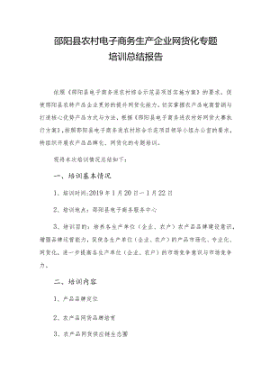 邵阳县农村电子商务生产企业网货化专题培训总结报告.docx
