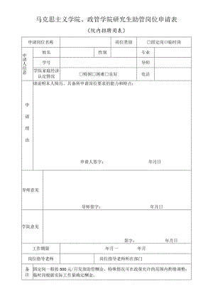 马克思主义学院、政管学院研究生助管岗位申请表.docx