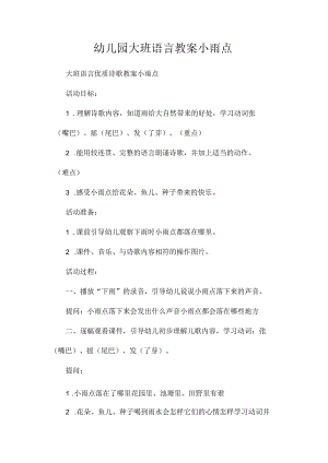 最新整理幼儿园大班语言教案《小雨点》.docx